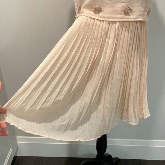 Topshop Pink Tulle Pleated Floral Sequins Mini Dress - Picture 7 of 14